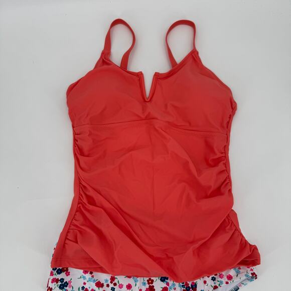 Beachsissi Women's Drawstring Side Two Piece Swimsuit Floral Print Tankini Set M - Picture 4 of 8